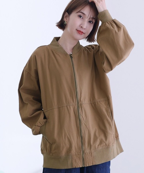 ElegChic(エレグシック)の「パフスリーブ ロング丈MA-1(MA-1・レディース・ブラック/ベージュ/ライトカーキ・M/XL/4L)」の3枚目の写真