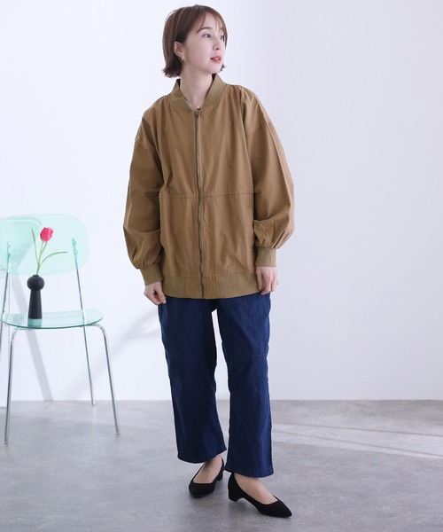 ElegChic(エレグシック)の「パフスリーブ ロング丈MA-1(MA-1・レディース・ブラック/ベージュ/ライトカーキ・M/XL/4L)」の13枚目の写真
