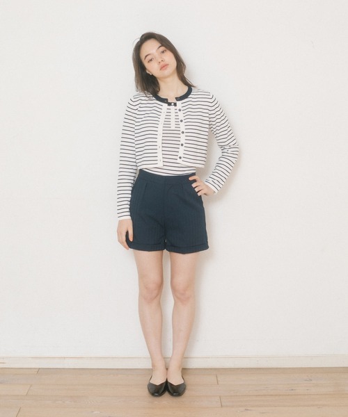 TINA：JOJUN（ティーナジョジュン）の「オーガニックコットン ボーダータンクトップ TINA：JOJUN（タンクトップ・レディース・ベビーピンク/ホワイト×ネイビー/チェリーピンク・M）」の4枚目の写真