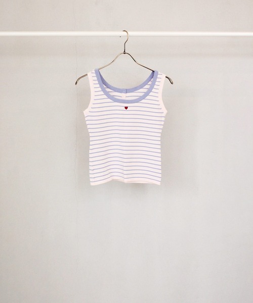 TINA：JOJUN（ティーナジョジュン）の「オーガニックコットン ボーダータンクトップ TINA：JOJUN（タンクトップ・レディース・ベビーピンク/ホワイト×ネイビー/チェリーピンク・M）」の14枚目の写真