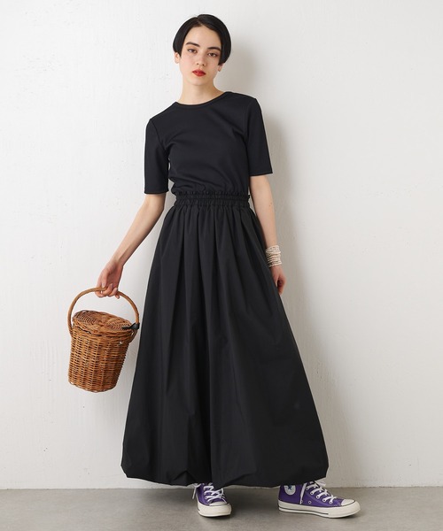 Whim Gazette ウィムガゼット ロングワンピース ブラック カシミア混