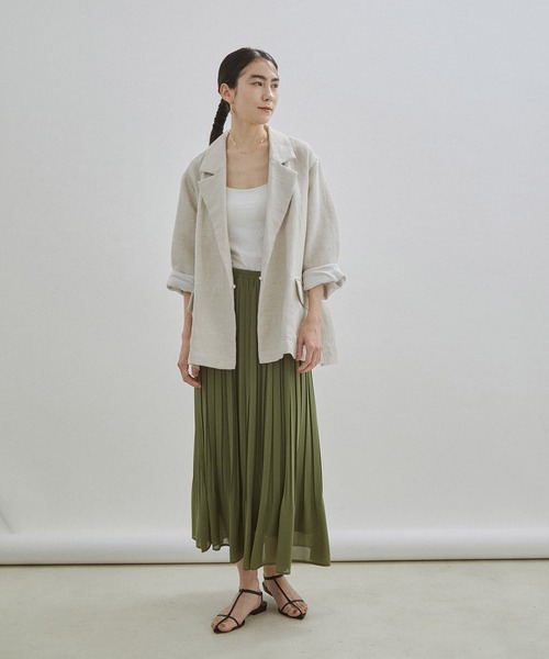 SALON adam et rope'(サロン アダム エ ロペ)の「【WEB限定】【手洗い可能】シフォンシアープリーツスカート(スカート・レディース・ライトグレー/カーキ/ブルー系その他3・FREE)」の6枚目の写真