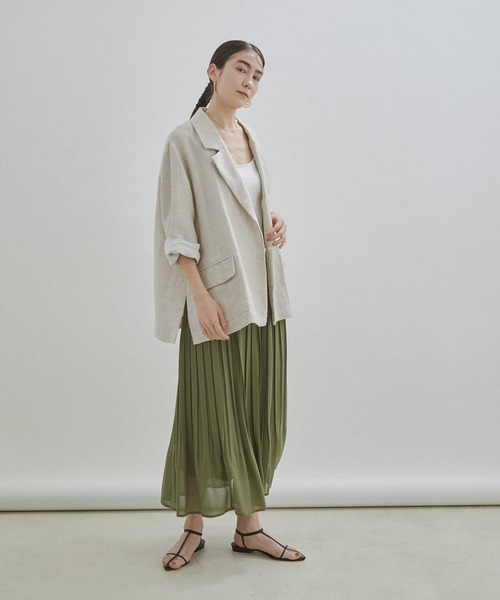 SALON adam et rope'(サロン アダム エ ロペ)の「【WEB限定】【手洗い可能】シフォンシアープリーツスカート(スカート・レディース・ライトグレー/カーキ/ブルー系その他3・FREE)」の9枚目の写真