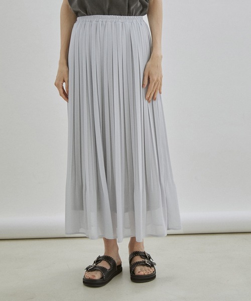 SALON adam et rope'(サロン アダム エ ロペ)の「【WEB限定】【手洗い可能】シフォンシアープリーツスカート(スカート・レディース・ライトグレー/カーキ/ブルー系その他3・FREE)」の11枚目の写真