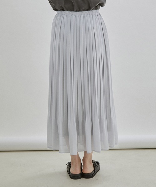 SALON adam et rope'(サロン アダム エ ロペ)の「【WEB限定】【手洗い可能】シフォンシアープリーツスカート(スカート・レディース・ライトグレー/カーキ/ブルー系その他3・FREE)」の14枚目の写真