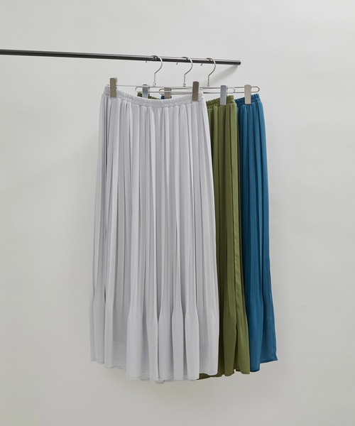SALON adam et rope'(サロン アダム エ ロペ)の「【WEB限定】【手洗い可能】シフォンシアープリーツスカート(スカート・レディース・ライトグレー/カーキ/ブルー系その他3・FREE)」の20枚目の写真