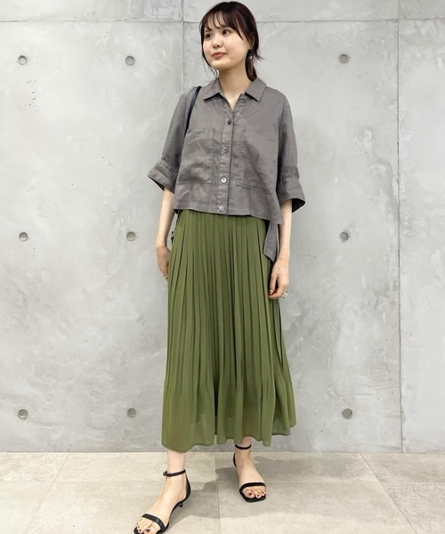 SALON adam et rope'(サロン アダム エ ロペ)の「【WEB限定】【手洗い可能】シフォンシアープリーツスカート(スカート・レディース・ライトグレー/カーキ/ブルー系その他3・FREE)」の19枚目の写真