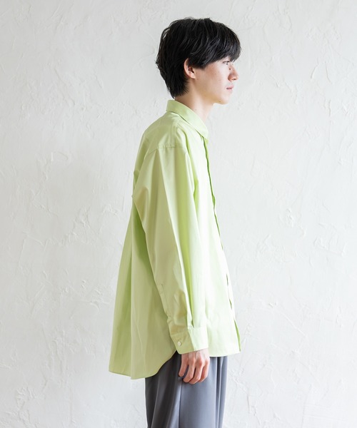 BRICK & SONS（ブリックアンドサンズ）の「リラックスバックプリーツシャツ＜シャルトルーズグリーン＞（シャツ/ブラウス・メンズ・イエロー×グリーン・XS/L/M/LL/S）」の7枚目の写真