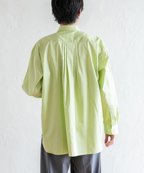 BRICK & SONS（ブリックアンドサンズ）の「リラックスバックプリーツシャツ＜シャルトルーズグリーン＞（シャツ/ブラウス・メンズ・イエロー×グリーン・XS/L/M/LL/S）」の8枚目の写真