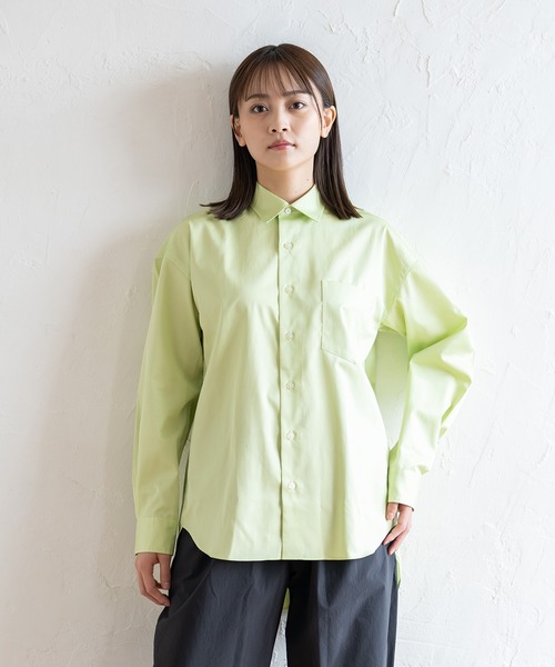 BRICK & SONS（ブリックアンドサンズ）の「リラックスバックプリーツシャツ＜シャルトルーズグリーン＞（シャツ/ブラウス・メンズ・イエロー×グリーン・XS/L/M/LL/S）」の9枚目の写真