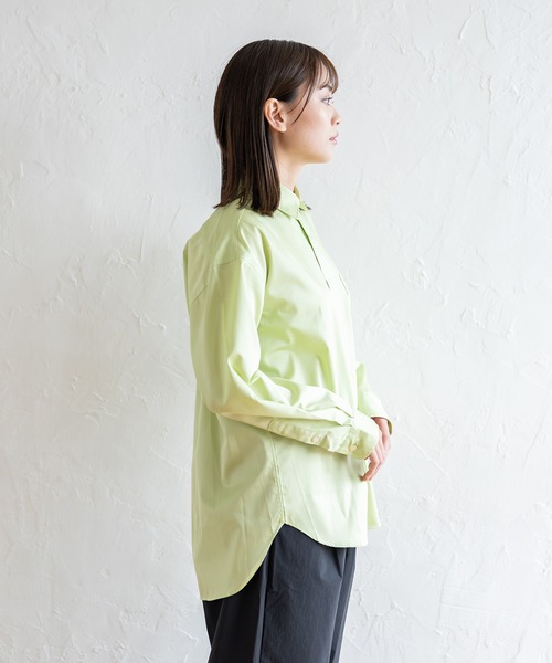 BRICK & SONS（ブリックアンドサンズ）の「リラックスバックプリーツシャツ＜シャルトルーズグリーン＞（シャツ/ブラウス・メンズ・イエロー×グリーン・XS/L/M/LL/S）」の11枚目の写真