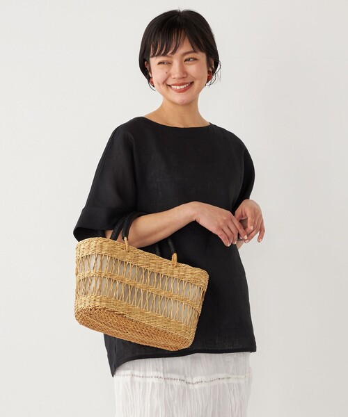 SHIPS Colors(シップス カラーズ)の「SHIPS Colors:トートバッグ(かごバッグ・レディース・ブラック/ナチュラル・ONE SIZE)」の11枚目の写真