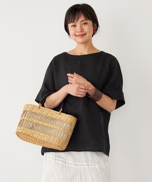 SHIPS Colors(シップス カラーズ)の「SHIPS Colors:トートバッグ(かごバッグ・レディース・ブラック/ナチュラル・ONE SIZE)」の12枚目の写真