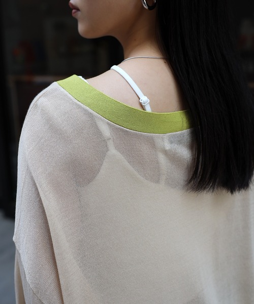 COMMRE（コムル）の「シアーVネックニットカーディガン（カーディガン/ボレロ・レディース・ベージュ/ライム/オレンジ/チャコールグレー・FREE）」の16枚目の写真