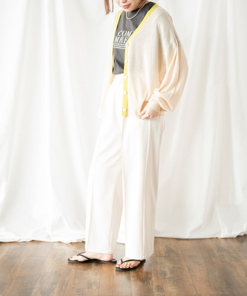 COMMRE（コムル）の「シアーVネックニットカーディガン（カーディガン/ボレロ・レディース・ベージュ/ライム/オレンジ/チャコールグレー・FREE）」の19枚目の写真