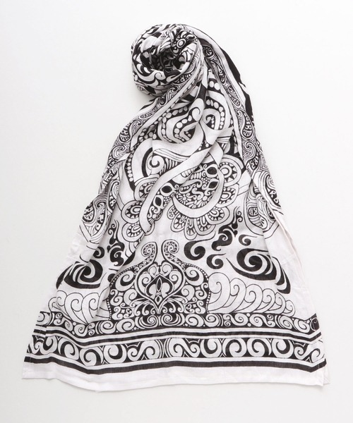 チャイハネ（チャイハネ）の「【チャイハネ】トライバルストール（ストール/ショール・レディース・ブラック/アイボリー/ホワイト/カーキ/オレンジ/ピンク/レッド/イエロー/ブルー/グリーン/パープル/ネイビー/ブラウン/オレンジ系その他/ライトブルー・FREE）」の2枚目の写真