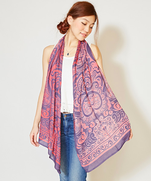 チャイハネ（チャイハネ）の「【チャイハネ】トライバルストール（ストール/ショール・レディース・ブラック/アイボリー/ホワイト/カーキ/オレンジ/ピンク/レッド/イエロー/ブルー/グリーン/パープル/ネイビー/ブラウン/オレンジ系その他/ライトブルー・FREE）」の12枚目の写真