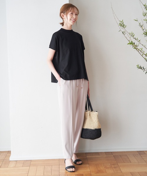 ROPE' PICNIC(ロペピクニック)の「ラク美tee/トルコオーガニックコットンモックネックフレンチスリーブトップス(Tシャツ/カットソー・レディース・ブラック/オフホワイト/イエロー/ブルー/ホワイト系その他5・38)」の6枚目の写真