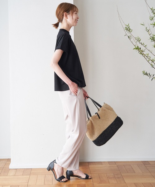 ROPE' PICNIC(ロペピクニック)の「ラク美tee/トルコオーガニックコットンモックネックフレンチスリーブトップス(Tシャツ/カットソー・レディース・ブラック/オフホワイト/イエロー/ブルー/ホワイト系その他5・38)」の7枚目の写真