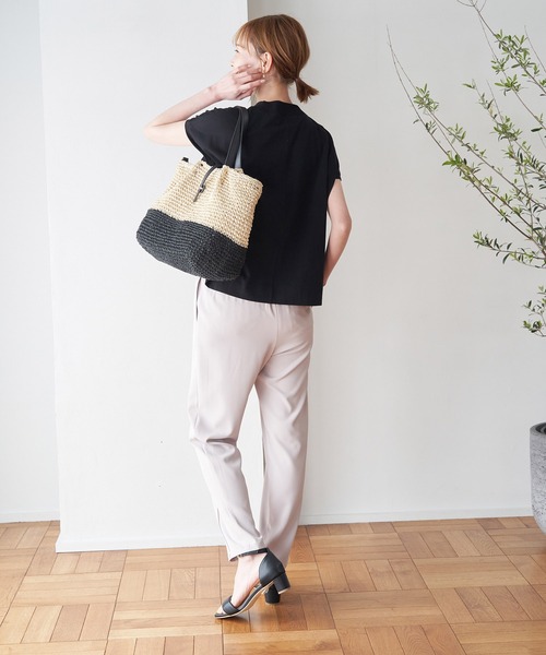 ROPE' PICNIC(ロペピクニック)の「ラク美tee/トルコオーガニックコットンモックネックフレンチスリーブトップス(Tシャツ/カットソー・レディース・ブラック/オフホワイト/イエロー/ブルー/ホワイト系その他5・38)」の8枚目の写真