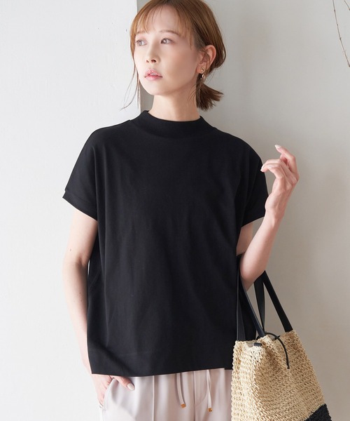 ROPE' PICNIC(ロペピクニック)の「ラク美tee/トルコオーガニックコットンモックネックフレンチスリーブトップス(Tシャツ/カットソー・レディース・ブラック/オフホワイト/イエロー/ブルー/ホワイト系その他5・38)」の9枚目の写真