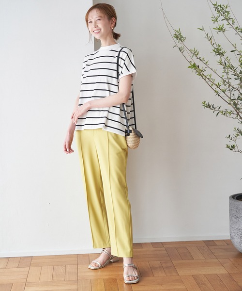 ROPE' PICNIC(ロペピクニック)の「ラク美tee/トルコオーガニックコットンモックネックフレンチスリーブトップス(Tシャツ/カットソー・レディース・ブラック/オフホワイト/イエロー/ブルー/ホワイト系その他5・38)」の11枚目の写真