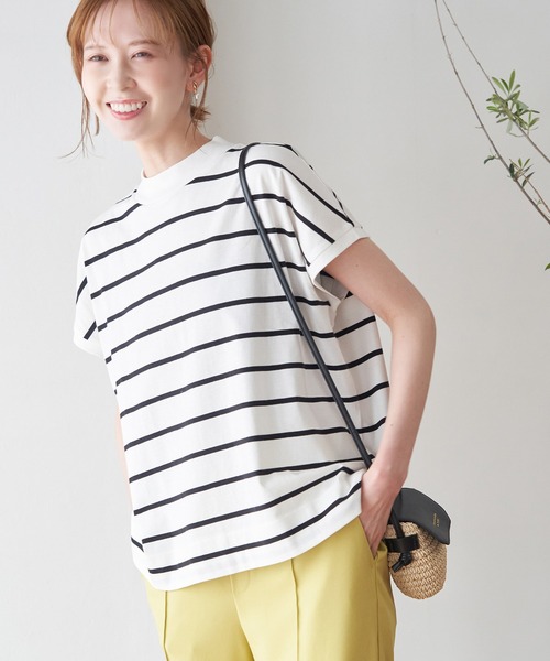 ROPE' PICNIC(ロペピクニック)の「ラク美tee/トルコオーガニックコットンモックネックフレンチスリーブトップス(Tシャツ/カットソー・レディース・ブラック/オフホワイト/イエロー/ブルー/ホワイト系その他5・38)」の14枚目の写真