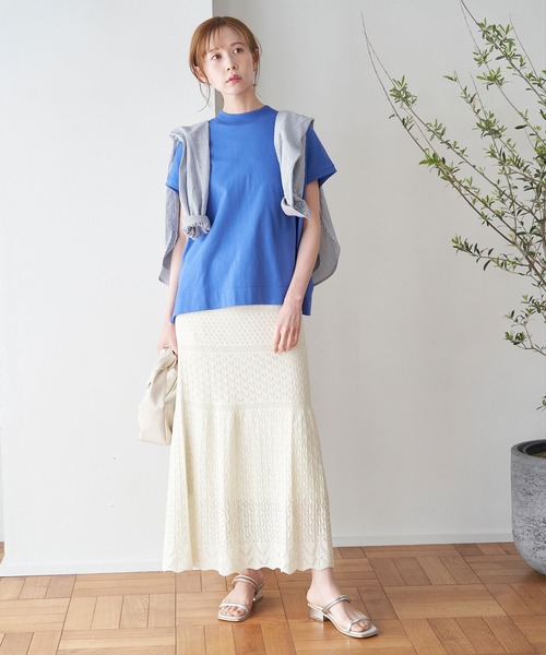 ROPE' PICNIC(ロペピクニック)の「ラク美tee/トルコオーガニックコットンモックネックフレンチスリーブトップス(Tシャツ/カットソー・レディース・ブラック/オフホワイト/イエロー/ブルー/ホワイト系その他5・38)」の15枚目の写真