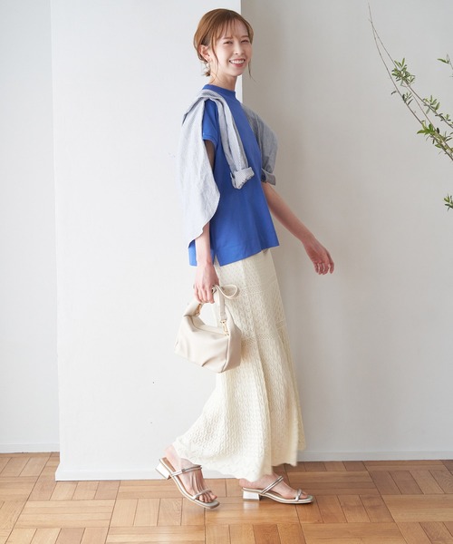 ROPE' PICNIC(ロペピクニック)の「ラク美tee/トルコオーガニックコットンモックネックフレンチスリーブトップス(Tシャツ/カットソー・レディース・ブラック/オフホワイト/イエロー/ブルー/ホワイト系その他5・38)」の16枚目の写真