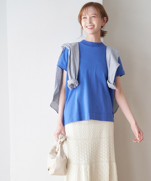 ROPE' PICNIC(ロペピクニック)の「ラク美tee/トルコオーガニックコットンモックネックフレンチスリーブトップス(Tシャツ/カットソー・レディース・ブラック/オフホワイト/イエロー/ブルー/ホワイト系その他5・38)」の17枚目の写真