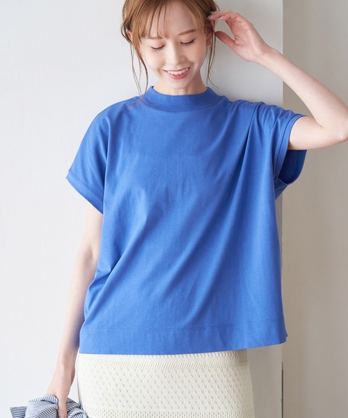 ROPE' PICNIC(ロペピクニック)の「ラク美tee/トルコオーガニックコットンモックネックフレンチスリーブトップス(Tシャツ/カットソー・レディース・ブラック/オフホワイト/イエロー/ブルー/ホワイト系その他5・38)」の18枚目の写真