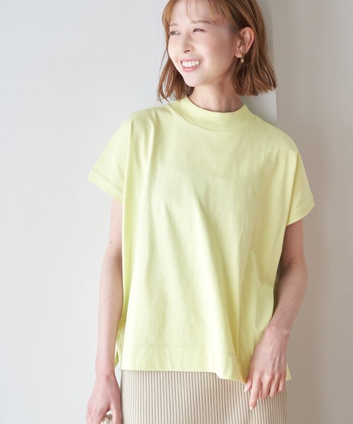 ROPE' PICNIC(ロペピクニック)の「ラク美tee/トルコオーガニックコットンモックネックフレンチスリーブトップス(Tシャツ/カットソー・レディース・ブラック/オフホワイト/イエロー/ブルー/ホワイト系その他5・38)」の21枚目の写真