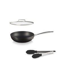 Le Creuset（ルクルーゼ）の「【特別セット】TNS ディープ・フライパン 24cm & ガラスフタ & トングセット（鍋/フライパン）」