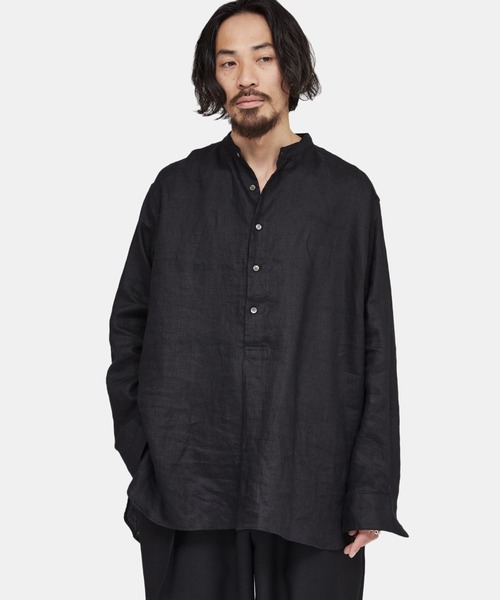 PORT BY ARK（ポートバイアーク）の「PORT BY ARK / ポートバイアーク：French Linen Pullover Shirt：PO13-SH001[COR]（シャツ/ブラウス・メンズ・ブルー系その他/ブラック/レッド・1/2）」の2枚目の写真