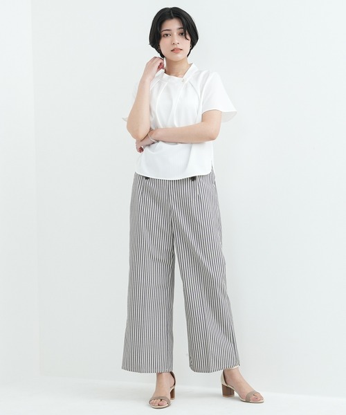 TRUDEA(トルディア)の「アシメネック半袖ブラウス(シャツ/ブラウス・レディース・ベージュ/ホワイト/カーキ/スモークピンク/オレンジ/グリーン/ブラウン・MEDIUM)」の16枚目の写真