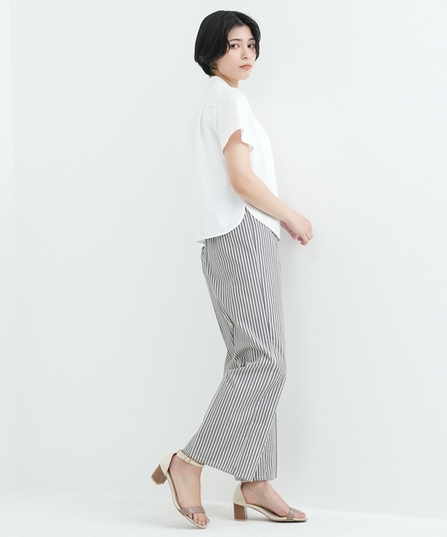 TRUDEA(トルディア)の「アシメネック半袖ブラウス(シャツ/ブラウス・レディース・ベージュ/ホワイト/カーキ/スモークピンク/オレンジ/グリーン/ブラウン・MEDIUM)」の20枚目の写真