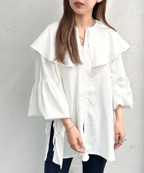 apres jour mignon（アプレジュールミニョン）の「前ジップサイドオープンブラウス【ZOZOTOWN限定アイテム】（シャツ/ブラウス・レディース・オフホワイト/ブラック/グレイッシュベージュ・フリー/X-LARGE）」の5枚目の写真