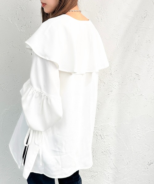 apres jour mignon（アプレジュールミニョン）の「前ジップサイドオープンブラウス【ZOZOTOWN限定アイテム】（シャツ/ブラウス・レディース・オフホワイト/ブラック/グレイッシュベージュ・フリー/X-LARGE）」の7枚目の写真