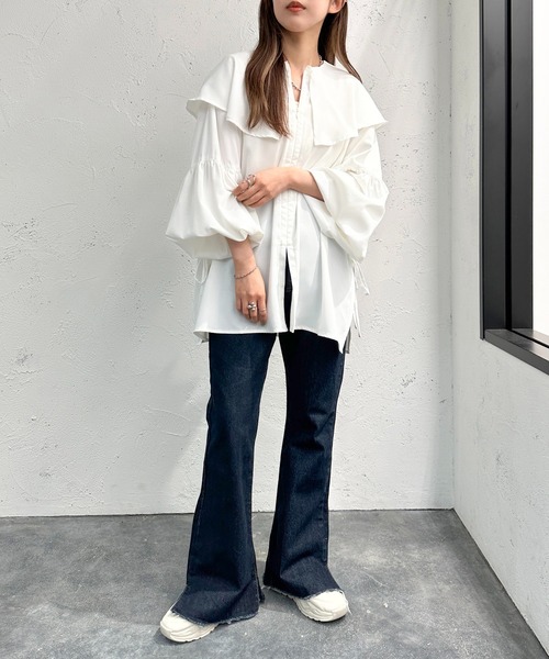 apres jour mignon（アプレジュールミニョン）の「前ジップサイドオープンブラウス【ZOZOTOWN限定アイテム】（シャツ/ブラウス・レディース・オフホワイト/ブラック/グレイッシュベージュ・フリー/X-LARGE）」の8枚目の写真