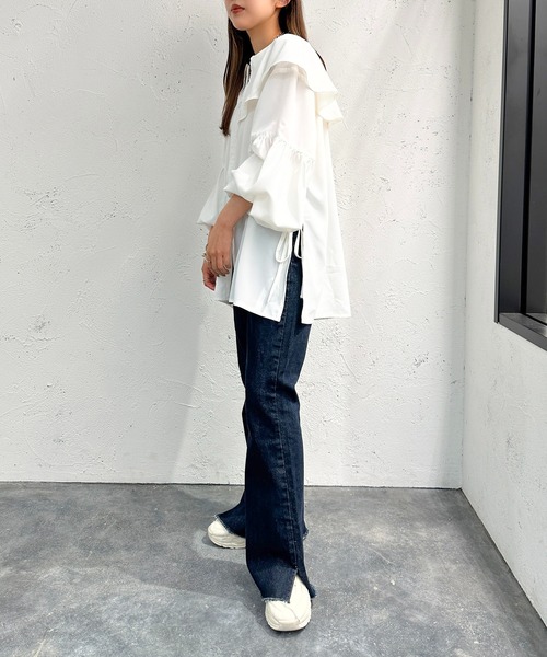 apres jour mignon（アプレジュールミニョン）の「前ジップサイドオープンブラウス【ZOZOTOWN限定アイテム】（シャツ/ブラウス・レディース・オフホワイト/ブラック/グレイッシュベージュ・フリー/X-LARGE）」の10枚目の写真