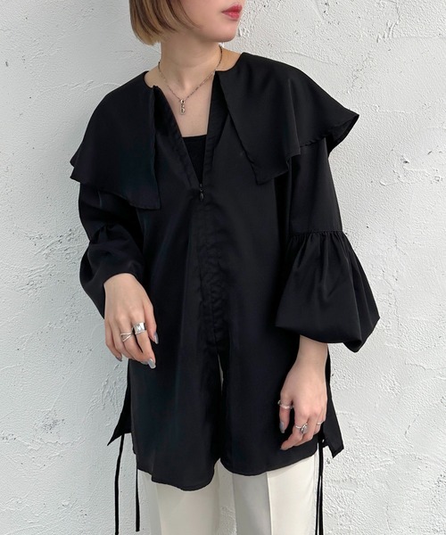 apres jour mignon（アプレジュールミニョン）の「前ジップサイドオープンブラウス【ZOZOTOWN限定アイテム】（シャツ/ブラウス・レディース・オフホワイト/ブラック/グレイッシュベージュ・フリー/X-LARGE）」の11枚目の写真