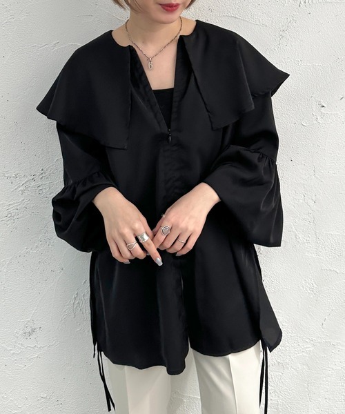 apres jour mignon（アプレジュールミニョン）の「前ジップサイドオープンブラウス【ZOZOTOWN限定アイテム】（シャツ/ブラウス・レディース・オフホワイト/ブラック/グレイッシュベージュ・フリー/X-LARGE）」の12枚目の写真