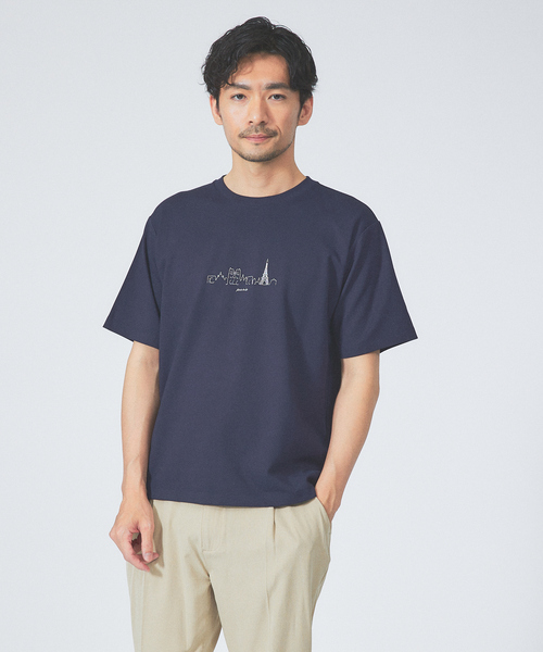 ABAHOUSE GRAY（アバハウスグレイ）の「【CITY】刺繍 ポンチ 半袖 Tシャツ（Tシャツ/カットソー・メンズ・ホワイト/ブラック/ネイビー/グリーン/セージグリーン・46/48）」の5枚目の写真