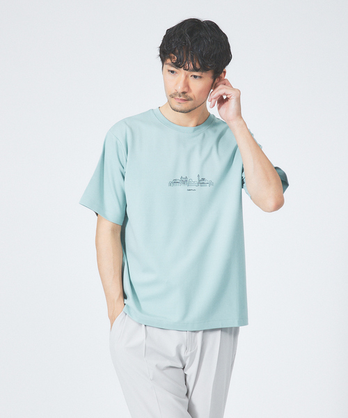 ABAHOUSE GRAY（アバハウスグレイ）の「【CITY】刺繍 ポンチ 半袖 Tシャツ（Tシャツ/カットソー・メンズ・ホワイト/ブラック/ネイビー/グリーン/セージグリーン・46/48）」の4枚目の写真