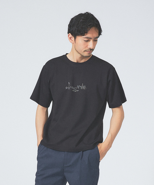 ABAHOUSE GRAY（アバハウスグレイ）の「【CITY】刺繍 ポンチ 半袖 Tシャツ（Tシャツ/カットソー・メンズ・ホワイト/ブラック/ネイビー/グリーン/セージグリーン・46/48）」の3枚目の写真