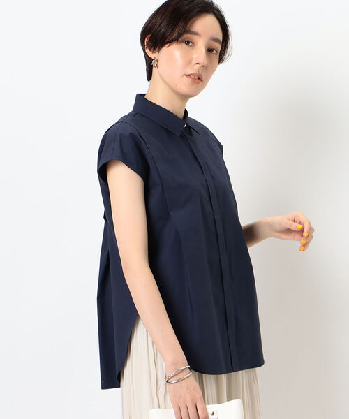 NOLLEY’S（ノーリーズ）の「ショートスリーブシャツ（シャツ/ブラウス・レディース・ホワイト/ブルー系その他3/ネイビー/ピンク・38）」の2枚目の写真