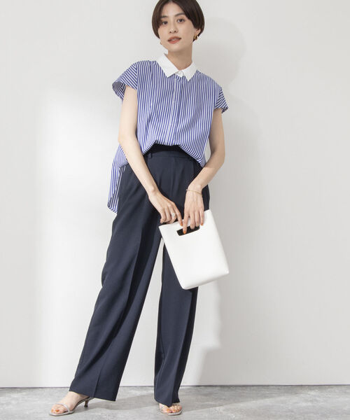 NOLLEY’S（ノーリーズ）の「ショートスリーブシャツ（シャツ/ブラウス・レディース・ホワイト/ブルー系その他3/ネイビー/ピンク・38）」の9枚目の写真