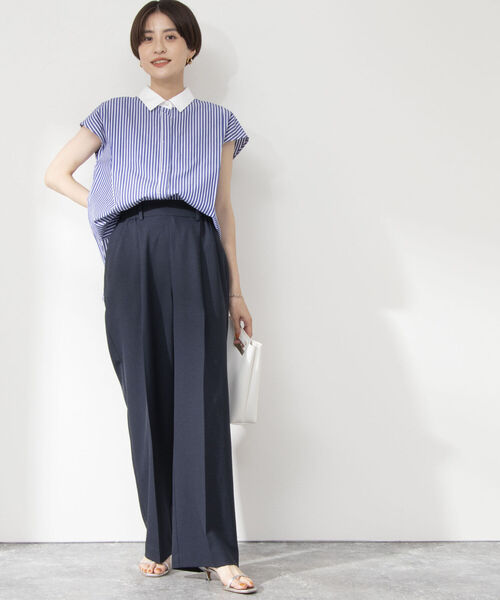 NOLLEY’S（ノーリーズ）の「ショートスリーブシャツ（シャツ/ブラウス・レディース・ホワイト/ブルー系その他3/ネイビー/ピンク・38）」の10枚目の写真