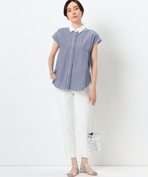 NOLLEY’S（ノーリーズ）の「ショートスリーブシャツ（シャツ/ブラウス・レディース・ホワイト/ブルー系その他3/ネイビー/ピンク・38）」の14枚目の写真