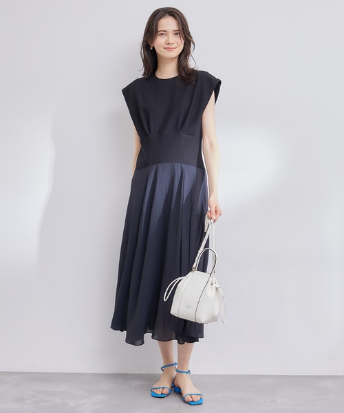 ROPE'(ロペ)の「【洗える】リネンライク フレンチスリーブワンピース/セット対応(ワンピース・レディース・ブラック/ベージュ・38)」の19枚目の写真